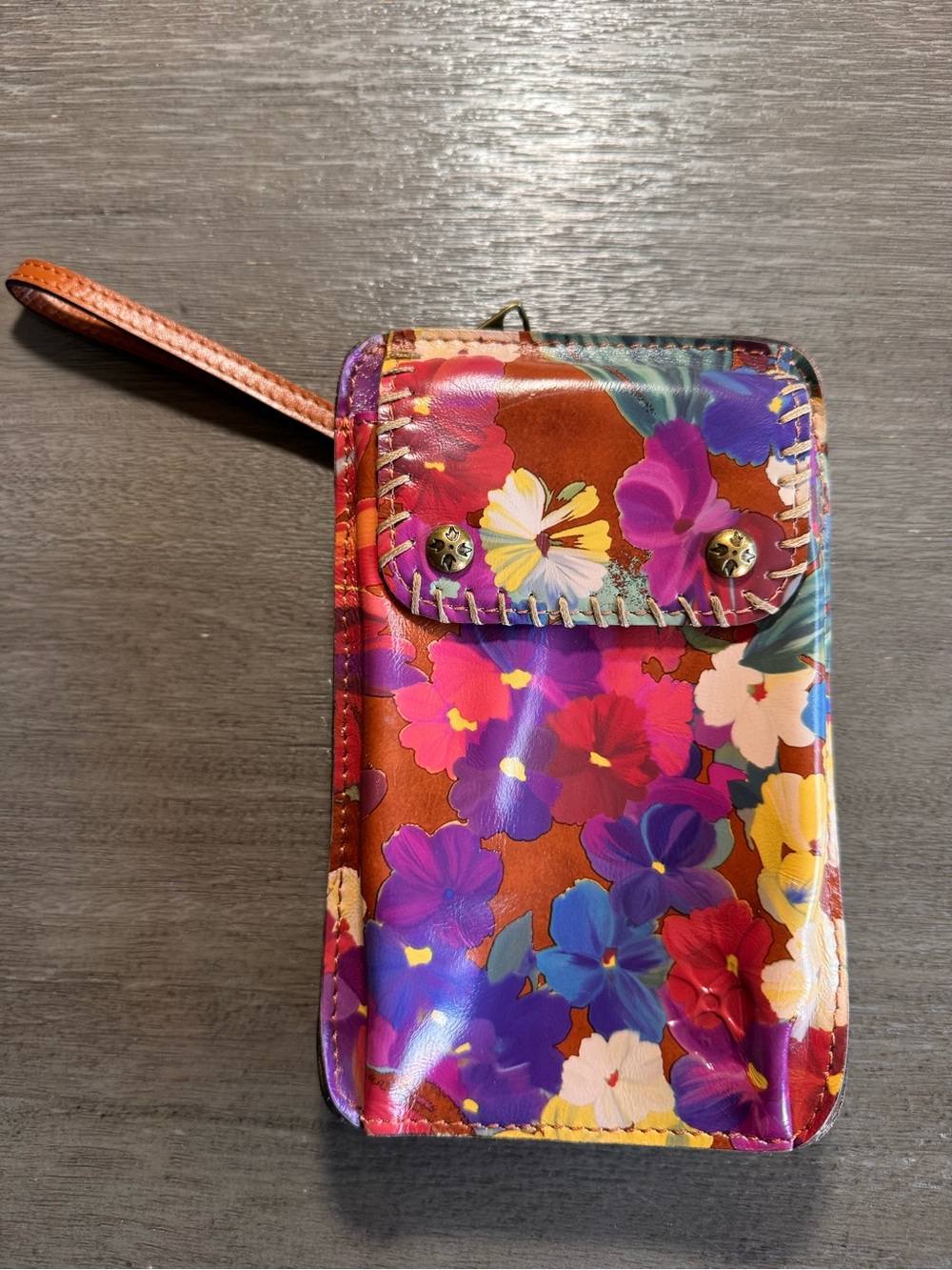 Patricia Nash Purse Floral Leather Wristlet Clutch Flower